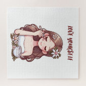 スキンケアを適用する女の子が自分自身を愛 ジグソーパズル (横)