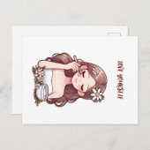 スキンケアを適用する女の子が自分自身を愛 ポストカード (正面/裏面)