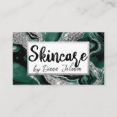 スキンケアアポイントメントリマインダーシルバーグリーンマーブル 名刺 (正面)