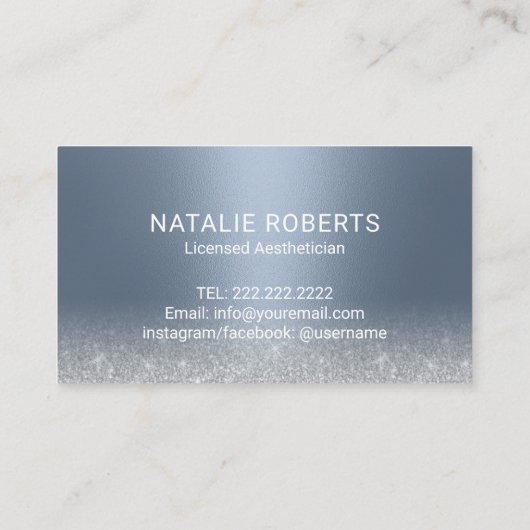 スキンケアエステティシャンほこりっぽいブルーシルバーエステ 名刺 (裏面)