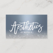 スキンケアエステティシャンほこりっぽいブルーシルバーエステ 名刺 (正面)