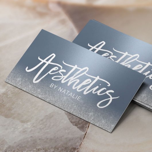 スキンケアエステティシャンほこりっぽいブルーシルバーエステ 名刺