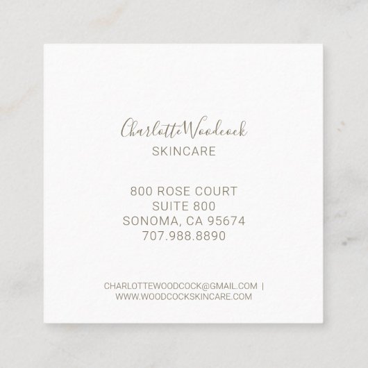 スキンケアエステティシャンゴールデンビーアンドバラローレル スクエア名刺 (裏面)