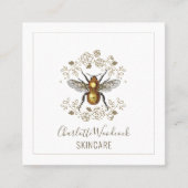 スキンケアエステティシャンゴールデンビーアンドバラローレル スクエア名刺 (正面)