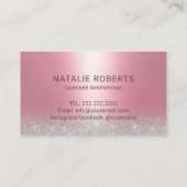 スキンケアエステティシャンピンク&シルバー美学 名刺 (裏面)