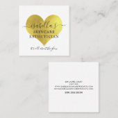 スキンケアエステティシャンメイクアップアーティストゴールドフォイルホワイト スクエア名刺 (正面/裏面)