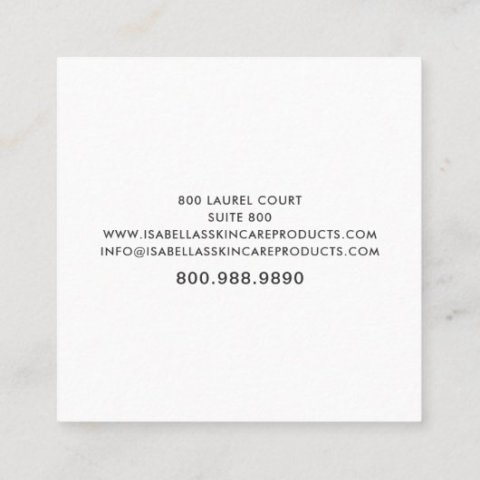 スキンケアエステティシャンメイクアップアーティストゴールドフォイルホワイト スクエア名刺 (裏面)