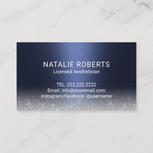 スキンケアエステティシャンモダンネイビーブルー美学 名刺 (裏面)