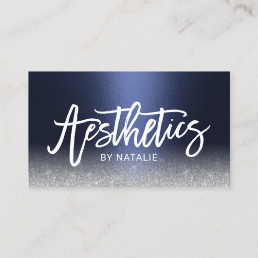 スキンケアエステティシャンモダンネイビーブルー美学 名刺 (正面)