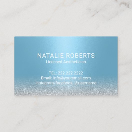 スキンケアエステティシャンモダンライトブルー美学 名刺 (裏面)