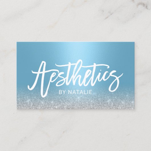 スキンケアエステティシャンモダンライトブルー美学 名刺 (正面)