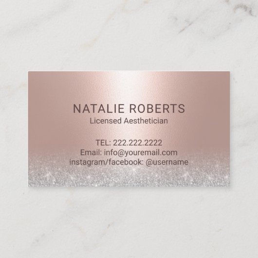 スキンケアエステティシャン赤面バラ金ゴールド美学 名刺 (裏面)