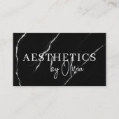スキンケアエステティシャンQRコードシルバーブラックマーブル 名刺 (正面)