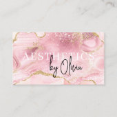 スキンケアエステティシャンQRコードピンクの瑪瑙 名刺 (正面)