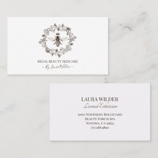 スキンケアエレガントエステティシャンビーロゴ美しい 名刺 (正面/裏面)