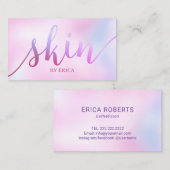スキンケアサロンスパエステティシャンウォーターカラーピンク 名刺 (正面/裏面)