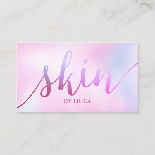 スキンケアサロンスパエステティシャンウォーターカラーピンク 名刺 (正面)