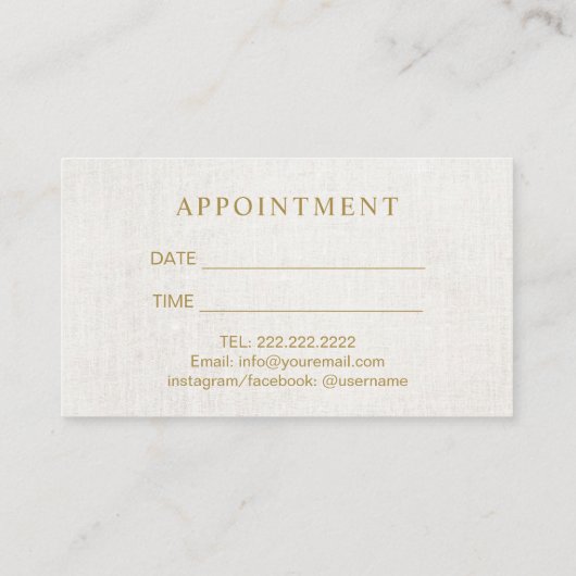 スキンケアサロンスパエステティシャンエレガントアポイントメント 予約カード (裏面)