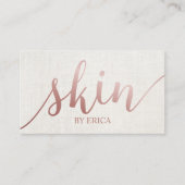 スキンケアサロンスパエステティシャンバラ金ゴールドスクリプト 名刺 (正面)