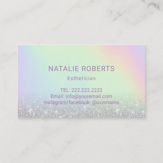 スキンケアサロンスパエステティシャンパステルタイポグラフィ 名刺 (裏面)