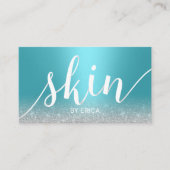 スキンケアサロンスパエステティシャンモダンターコイズ 名刺 (正面)