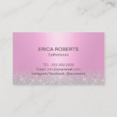 スキンケアサロンスパエステティシャンモダンピンクシルバー 名刺 (裏面)