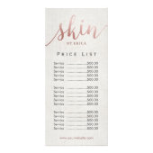 スキンケアサロンスパエステティシャン価格表 ラックカード (正面)