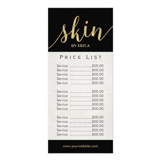 スキンケアサロンスパエレガントエステティシャン価格表 ラックカード (正面)