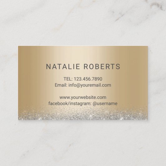 スキンケアサロンモダン金ゴールドラグジュアリーエステティシャン 名刺 (裏面)