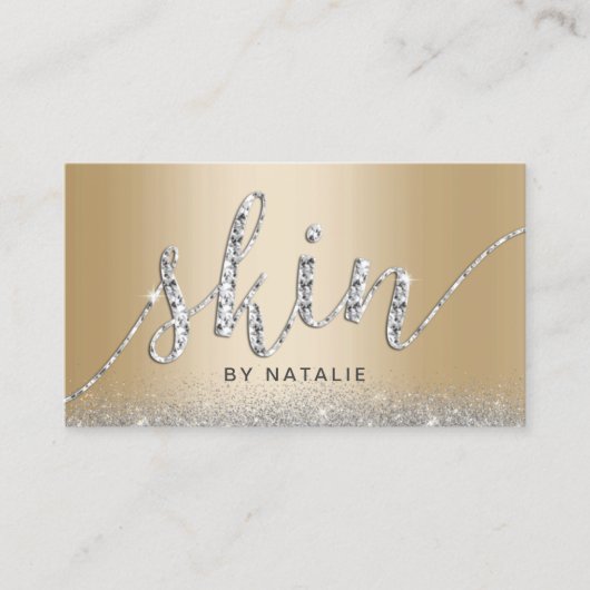 スキンケアサロンモダン金ゴールドラグジュアリーエステティシャン 名刺 (正面)