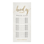 スキンケアサロン体スパエステティシャン価格表 ラックカード (正面)