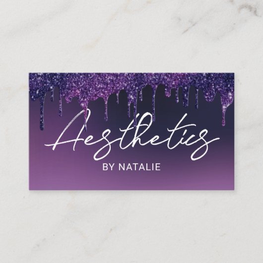 スキンケアスパエステティシャンエレガント紫の美学 名刺 (正面)
