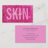 スキンケアタイポグラフィグリッターピンクスパークリー 名刺 (正面/裏面)