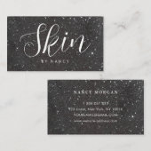 スキンケアタイポグラフィブラックグリッター名刺 名刺 (正面/裏面)