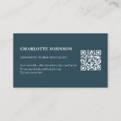 スキンケアナースモダンブルーフェザーQRコード 名刺 (裏面)