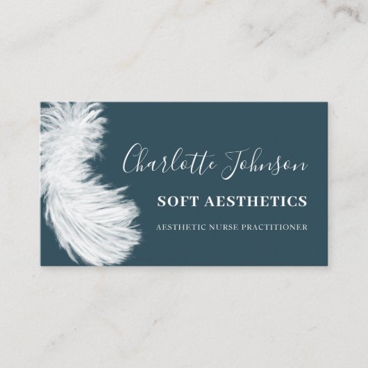スキンケア健康プロフェッショナルモダンブルーフェザー 名刺 (正面)
