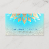 スキンケア勾配青フェイク色と金ゴールド箔 名刺 (正面)