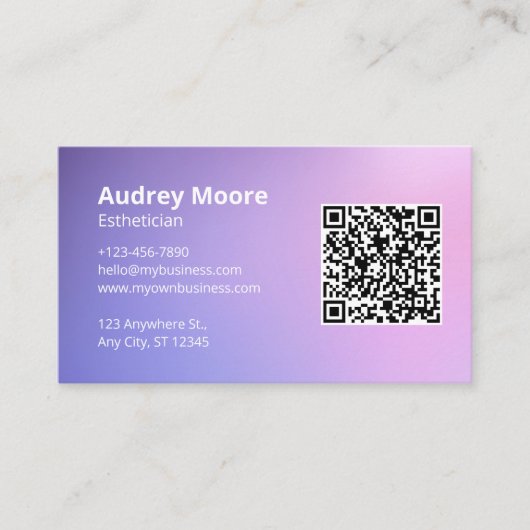 スキンケア化粧エステティシャンサービスロゴQRコード 名刺 (正面)