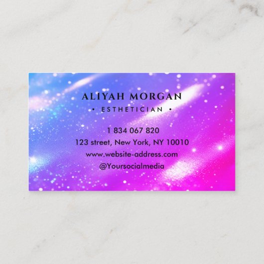 スキンケア専門はっきりしたタイポグラフィホログラフィック 名刺 (裏面)