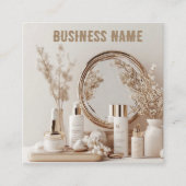 スキンケア製品とフローラアクセント スクエア名刺 (正面)