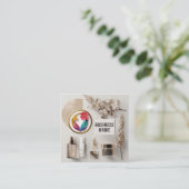 スキンケア製品とフローラアクセント スクエア名刺 (スタンド正面)