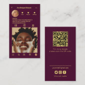 スキンケアInstagramフォトグリッドQRコードバーガンディ 名刺 (正面/裏面)