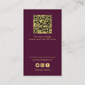 スキンケアInstagramフォトグリッドQRコードバーガンディ 名刺 (裏面)