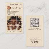 スキンケアInstagramフォトグリッドQRコードベージュ 名刺 (正面/裏面)
