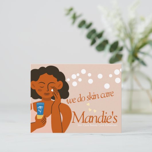 スキン気にエステティシャンビジネスサロンブランディングレディ ポストカード (スタンド正面)