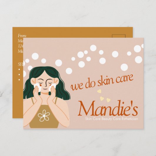 スキン気にエステティシャン事業サロンブランディングB ポストカード (正面/裏面)