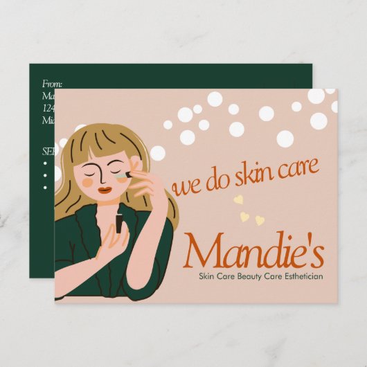 スキン気にエステティシャン事業サロンブランディングC ポストカード (正面/裏面)