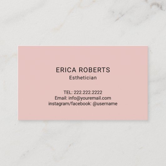 スキン気にエステティシャン赤面ピンエレガントクフローラ 名刺 (裏面)