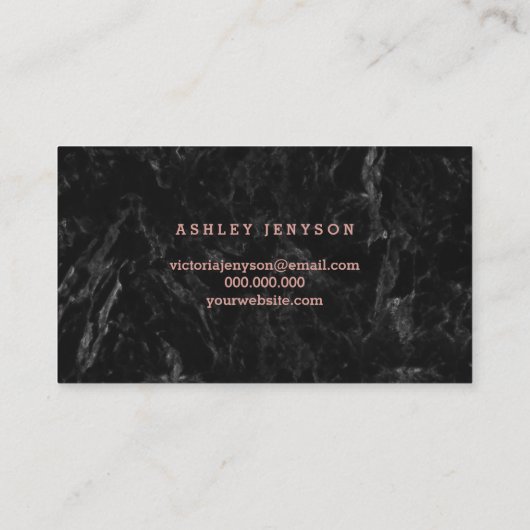 スキン気にシックバラフェイク金ゴールドスクリプト黒の大理石 名刺 (裏面)