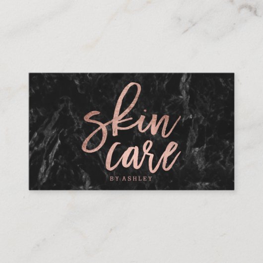 スキン気にシックバラフェイク金ゴールドスクリプト黒の大理石 名刺 (正面)